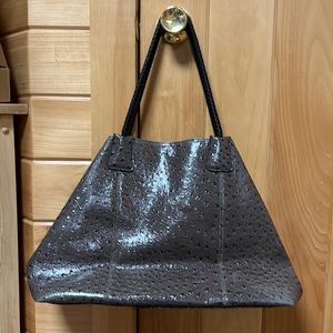 Big Buddha Extra-Large Grey Ostrich Tote